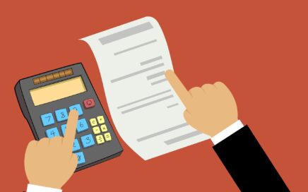 graphic of calculator and paper