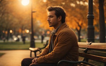 Image of a man sitting on a bench staring ahead while the sun goes down in the distance courtesy Pixabay