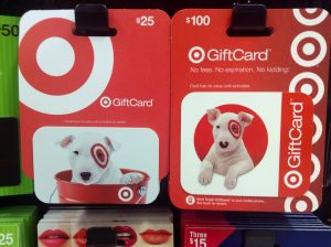 Photo of a rack of Amazon gift cards for sale courtesy Mike Mozer under CC2 license