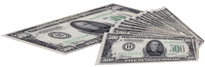 Photo of a stack of 500 dollar bills courtesy Gerd Altmann/pixabay
